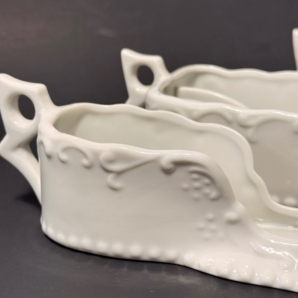 Maryland China White Porcelain Sleigh Dish Set of 3 Christmas Holiday Japan - Picture 4 of 9